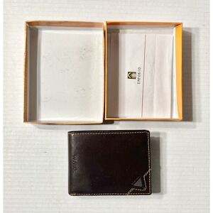 NIB Emporio Wallet Men's Billfold Brown Genuine Leather‎ Luxury